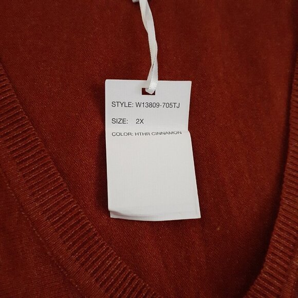 Vila Milano NWT Women's Size 2X Burnt Orange Soft V Neck Long Sleeve Sweater - Picture 5 of 10